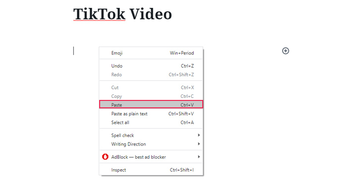 Pegar URL de TikTok