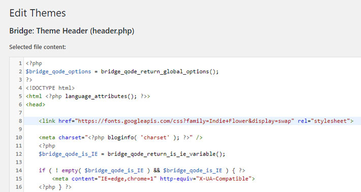 Agrega el código en tu archivo header.php