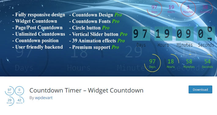 Countdown Timer - Complemento de cuenta atrás de widgets
