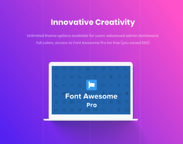Tema de WordPress para agencias de negocios - Creatividad innovadora con Font Awesome Pro $60