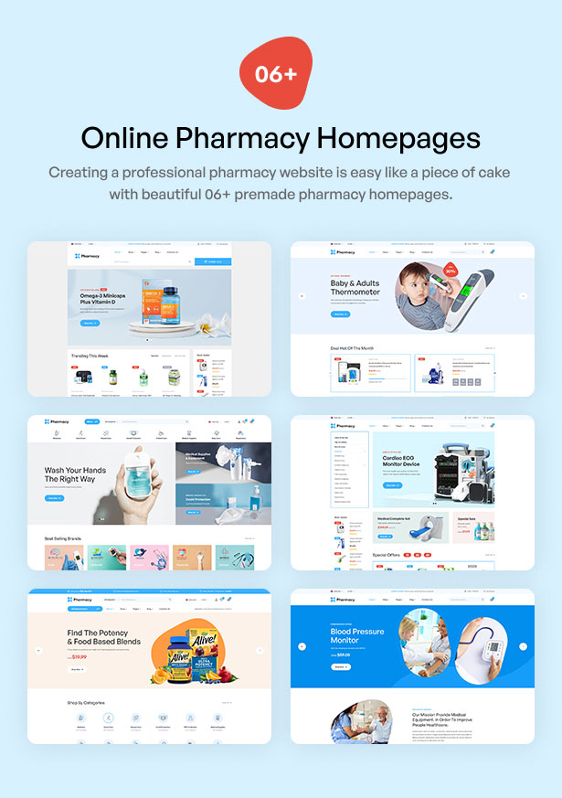 Páginas de inicio del tema WordPress de farmacia en línea