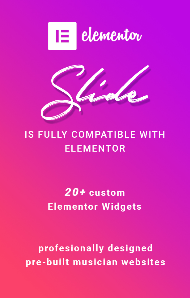 Slide Music WordPress Theme Elementor compatible y widgets