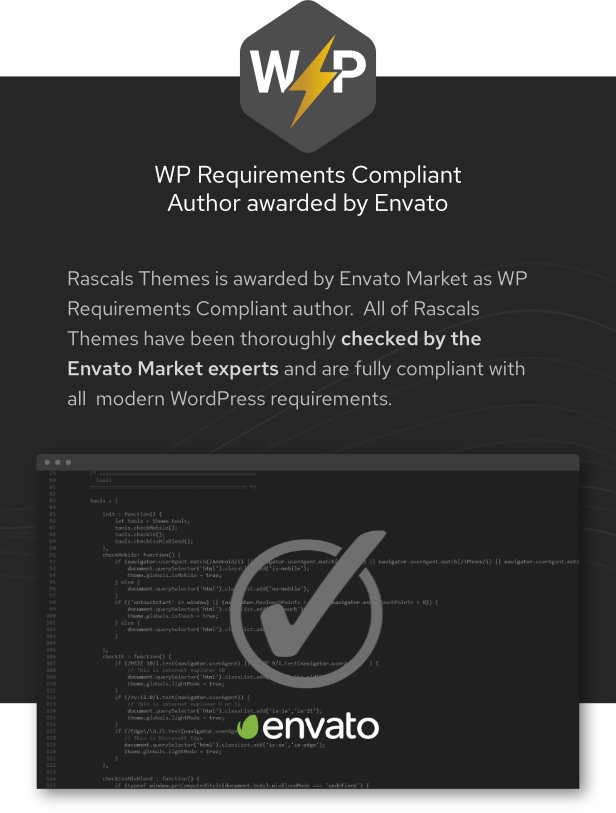 Rascals Themes es premiado por Envato Market como autor que cumple con los requisitos de WP