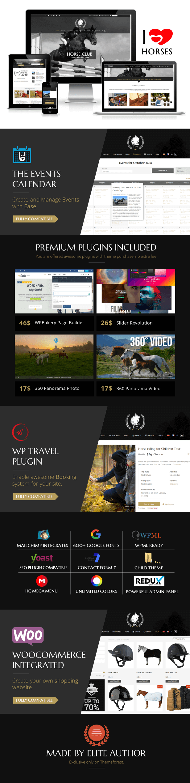 Horse Club: el tema ecuestre de WordPress está hecho para establos, asociaciones ecuestres, equitación, reserva de tours de caballos, lecciones, escuela de caballos, centro ecuestre, administración de establos,