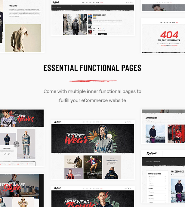 Un montón de páginas funcionales en Striz Fashion Ecommerce WordPress Theme