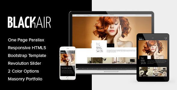 Descargar Blackair One Page HTML5 Template for Hair Salons