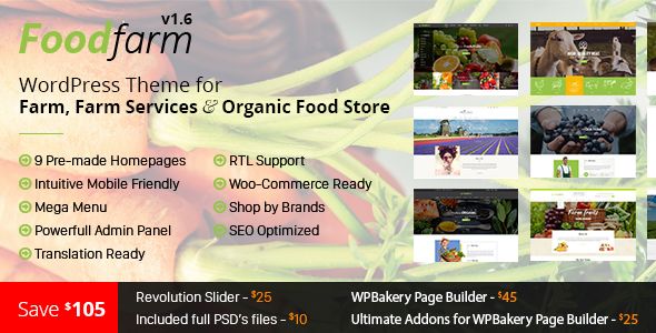 Descargar FoodFarm – WordPress Theme for Farm Farm Services and
