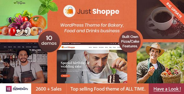 Descargar Justshoppe Elementor Cake Bakery Food WordPress