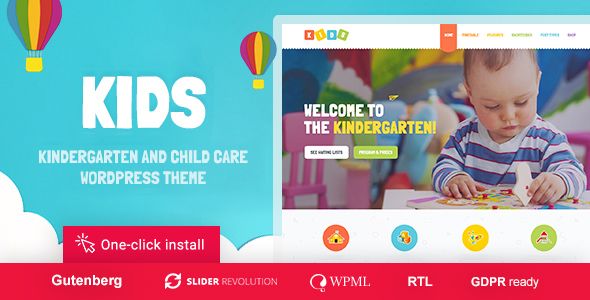 Descargar Kids Day Care Kindergarten WordPress Theme for