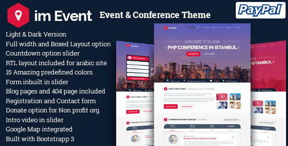 Descargar imEvent Conference Meetup WordPress Theme