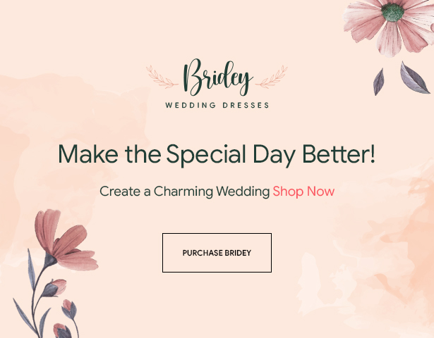 Bridey - El mejor tema de WooCommerce para WordPress para tiendas de novias