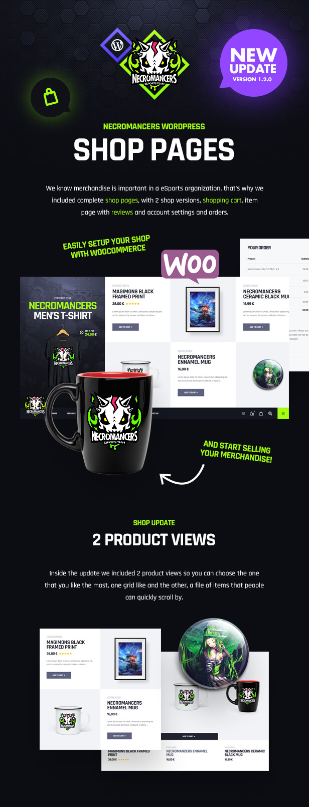 Necromancers - Tema de WordPress para equipos de eSports y juegos - Actualización de la tienda