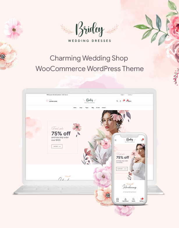 Bridey - El mejor tema de WooCommerce para WordPress para tiendas de novias