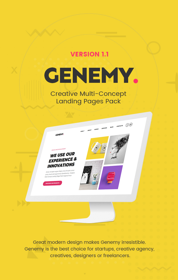 Genemy - Creative Minimal Landing Page Builder para agencia de estudio de diseño de inicio digital en marketing - 3