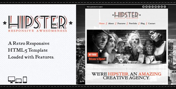 Descargar Hipster Retro Responsive HTML5 Template