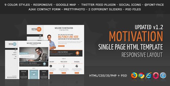 Descargar Motivation Responsive Single Page HTML Template
