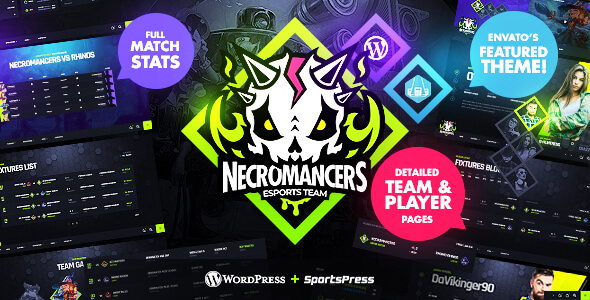 Descargar Necromancers eSports Gaming Team WordPress Theme